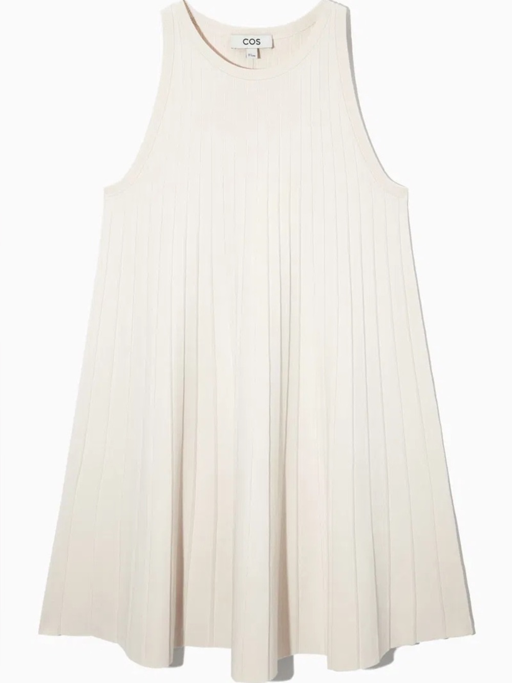 COS Cream Sleeveless Ribbed A-Line Dress